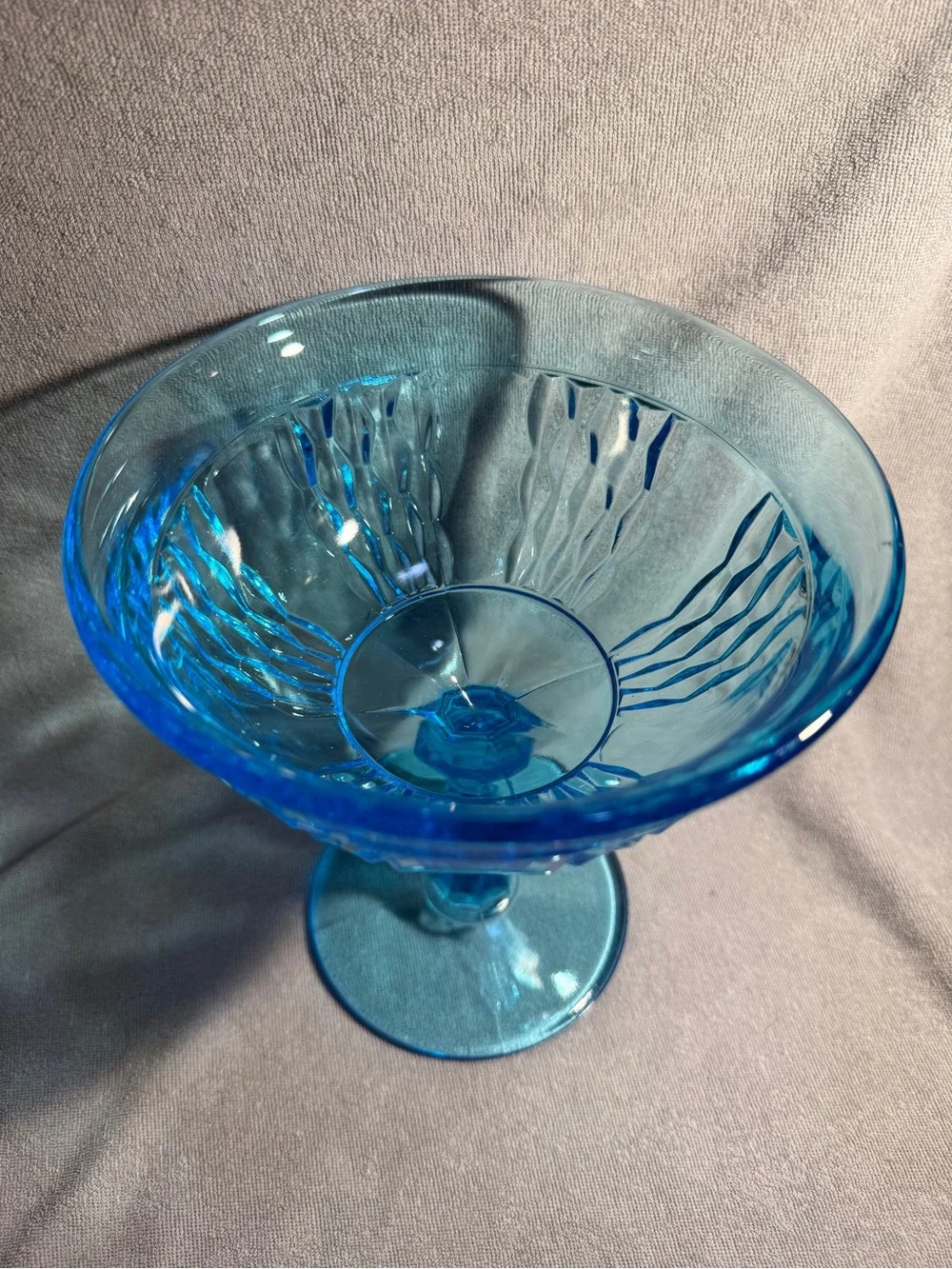 Source Unknown Blue Pressed Glass Compote Goblet